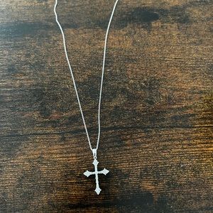 14k diamond cross necklace